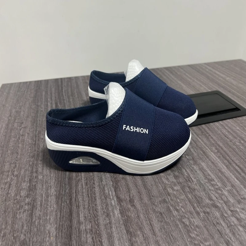 Damen-Schuhe: Bequeme Slip-On Orthopädische Diabetiker-Plateau-Pantoletten, Leichte Mesh-Slipper mit Keilabsatz, Damen-Sneaker – Detail 8