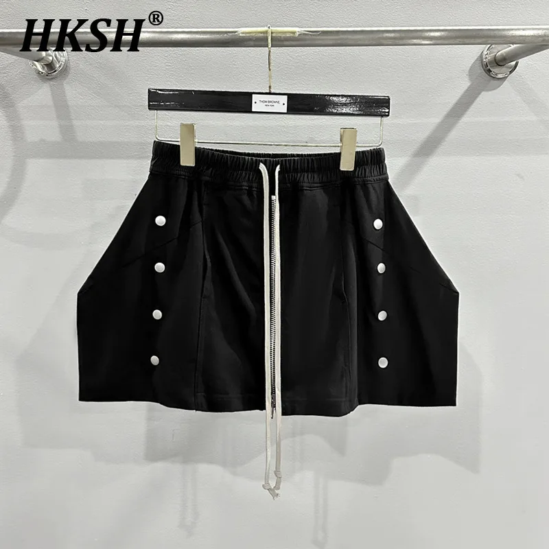 HKSH Autumn Winter New Short Button Design Dark RO Streetwear Trendy Versatile A-line Skirt Pants Hip Wrap Fashion Chic HK2363