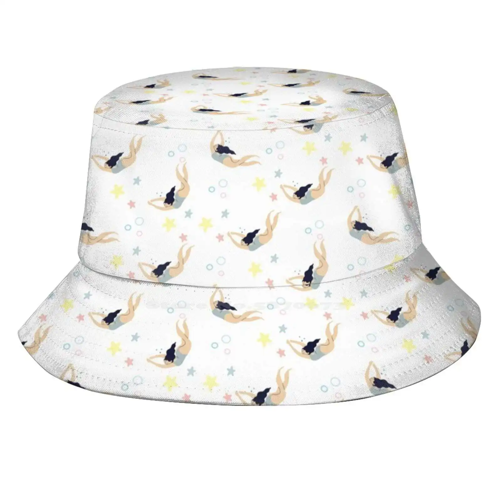 Artistic Swimming Synchronized Swimming. Artistic Swimmers In A Synchro Team. Synchronized Swimmer Sun Cap Fisherman Hat Bucket