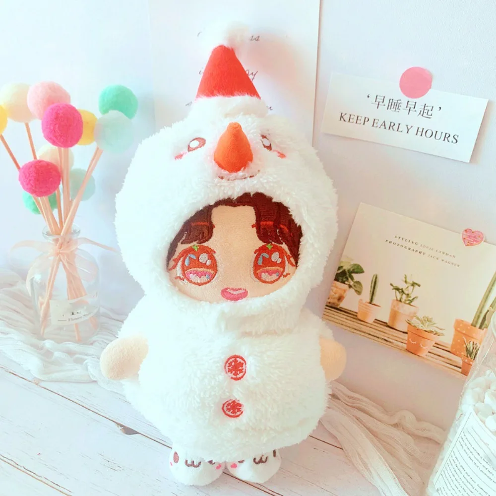 Boneco de neve de natal 20cm algodão boneca roupas substituição roupa de boneca de pelúcia terno diy roupas chapéu de pelúcia