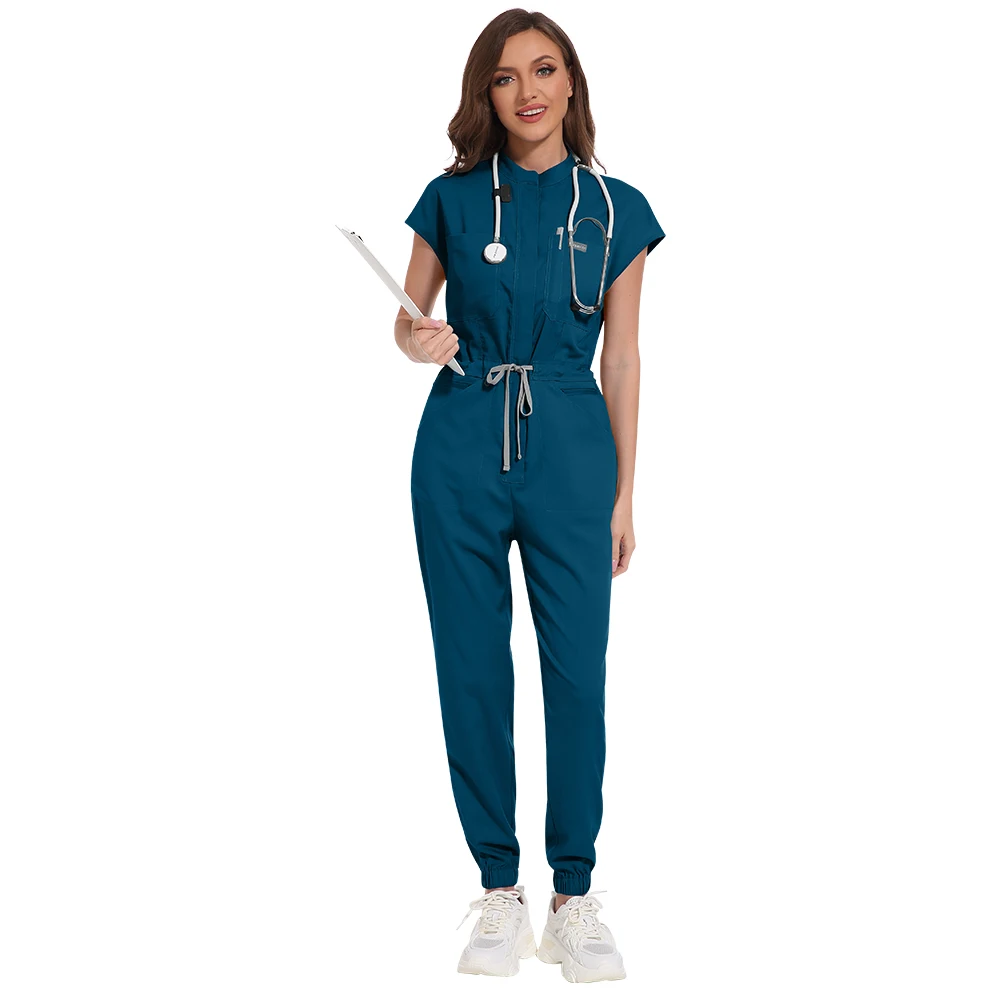 Groothandel medische kleding scrub uniform vrouwen korte mouwen scrubs jumpsuit medische ziekenhuis kleding scrub uniformen met zak