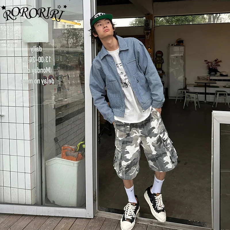 

RORORIRI женские камуфляжные шорты-карго в американском стиле ретро джинсовые шорты с низкой талией Y2K уличная одежда унисекс военные камуфляжные шорты