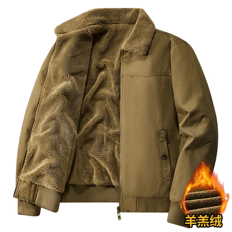 

Jackets Men's Vintage Sherpa Fleece Windbrekaer Cargo Jacket Coats Male Turn-Down Collar Bomber Jackets Outdoor Windbreaker