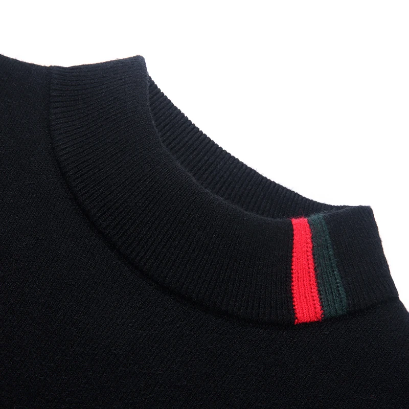 High end luxury brand embroidered velvet warm sweater round neck knitted pullover for autumn and winter fashion men's wear