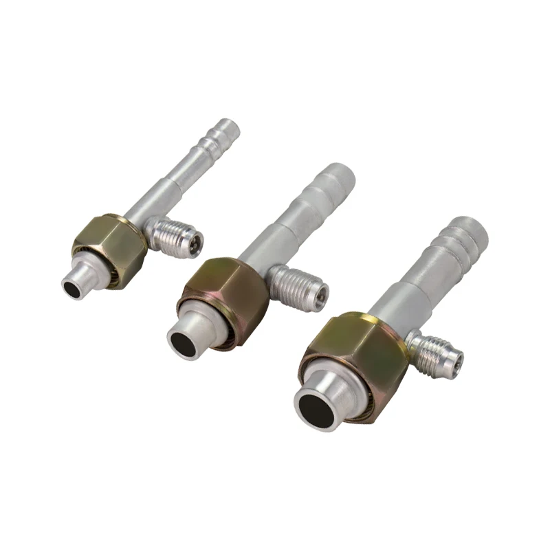 #6 #8 #10 Gas-jet Aluminium Fitting with Gas Filling Nozzle Straight / 90 Degree Joint R12 for Car Air Conditioning Hose Pipe