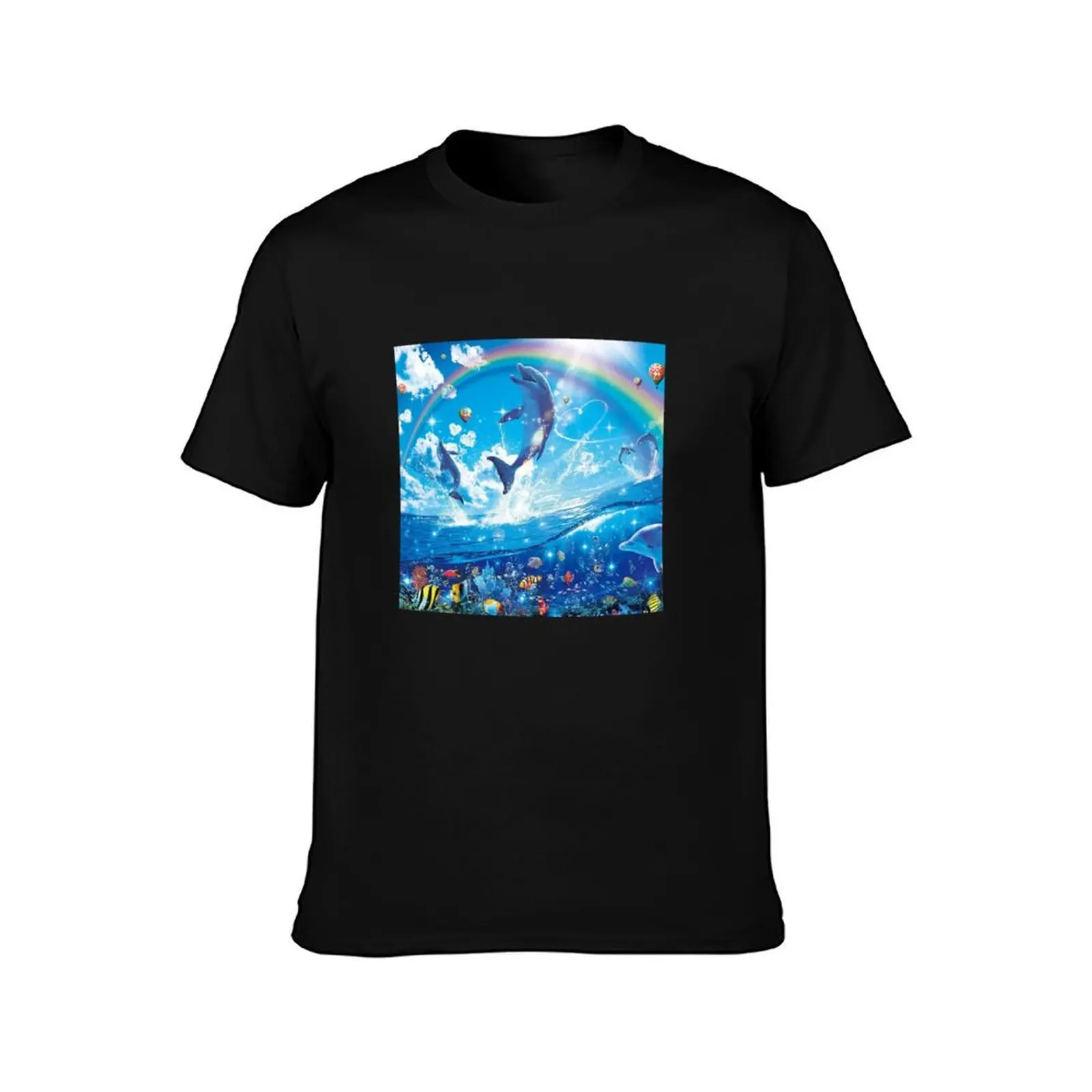 Symphony Dolphins Frutiger Aero T-Shirt Big and Tall Loose Fit T-Shirt