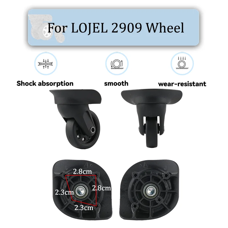 

For LOJEL 2909 Universal Wheel Black Replacement Suitcase Silent Smooth Shock Durable Absorbing Rotating Accessories Wheels