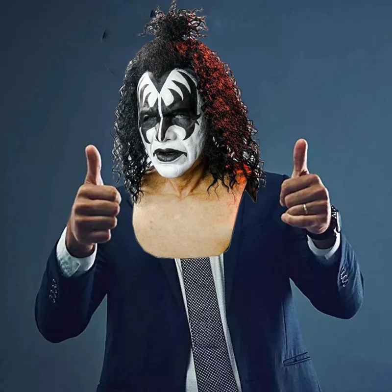 Gene Simmons Mask Horror Ghostface Latex Mascara Crazy Music Rave Festival abbigliamento travestimento Costume Cosplay di Halloween per uomo