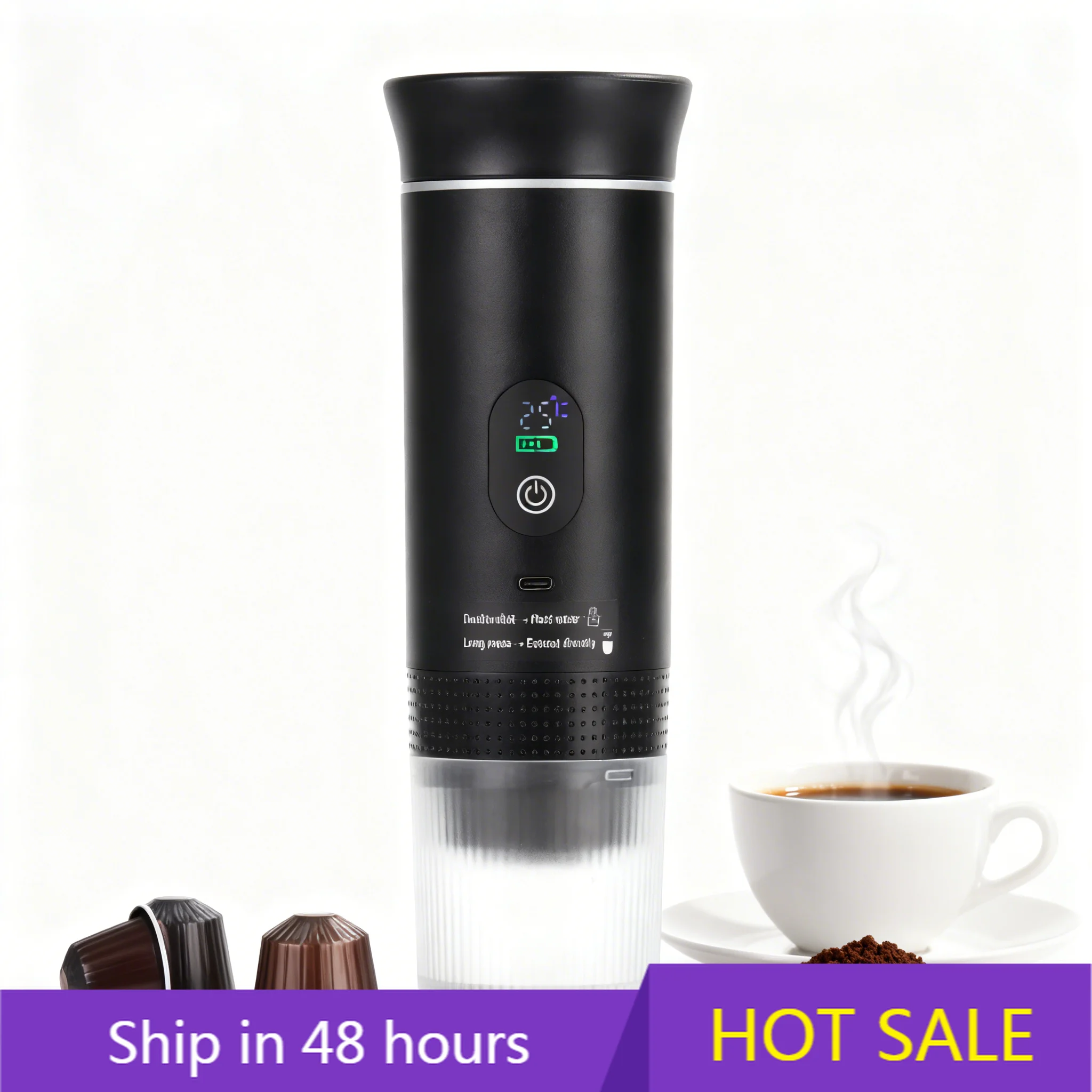 

POWER LEAPPortable Fully Automatic Espresso Machine USB/Electric 20 Bars Pump Pressure One Touch Operation 80ML Water Tank Outdo