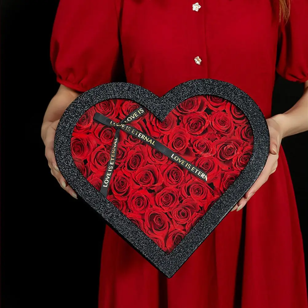 

2 Pcs Heart Christmas Boxes For Gifts Shaped Gift Boxes for Flowers Candy Gift Boxes Romantic Valentine's Day Packaging Black