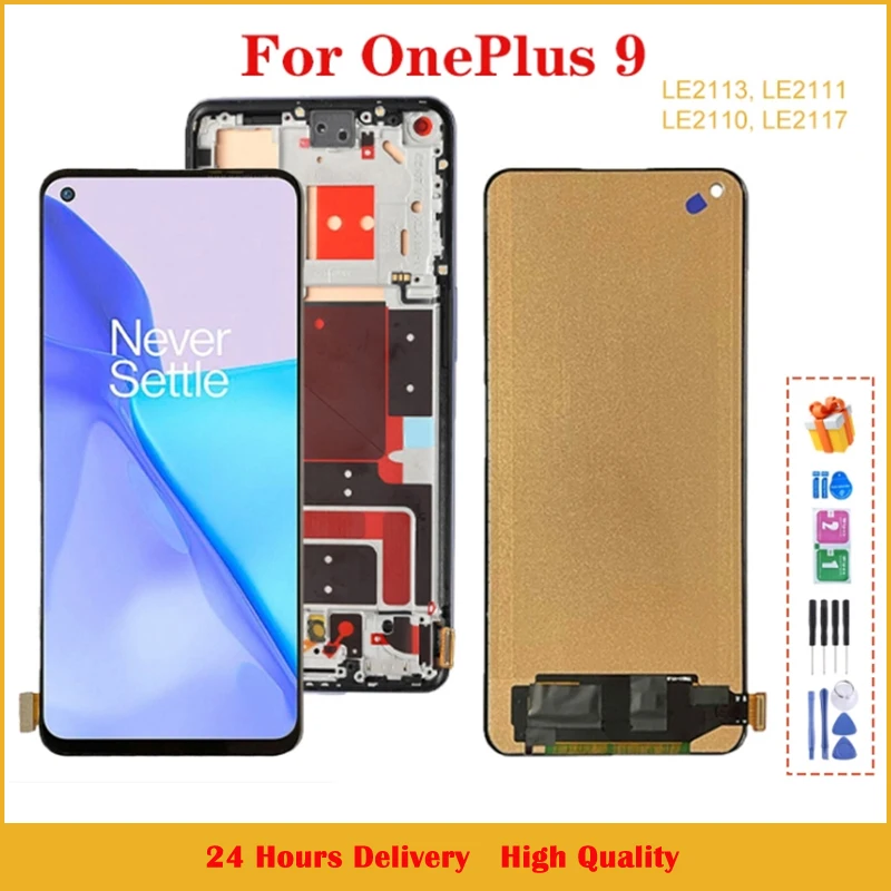 6.55'' AMOLED For OnePlus 9 LCD Display Touch Screen 1+9 LE2113 LE2111 LE2110 LE2117 LE2115 LCD Digitizer Assembly Replacement