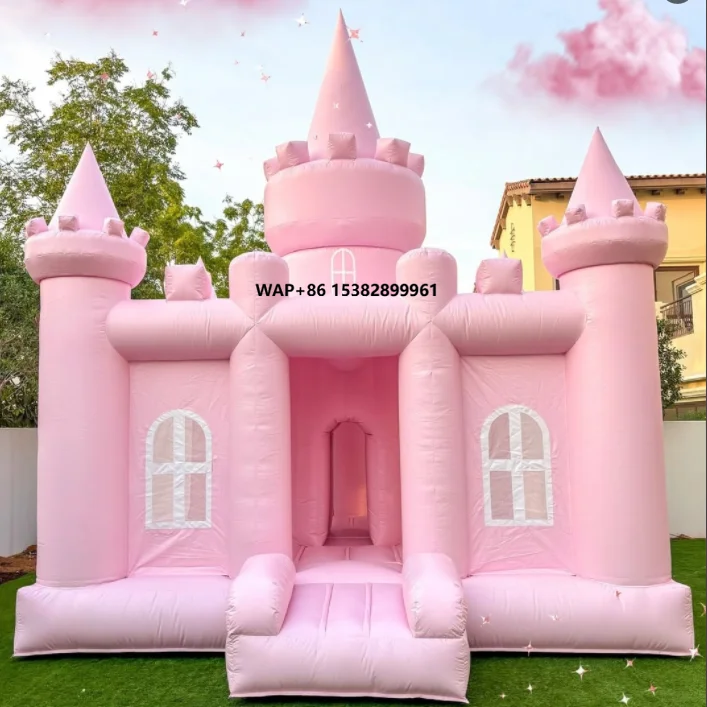 

Large Bouncy Castle Pink Weeding Inflatable Jumper Commercial Bouncing Castles Outdoor Trampoline for Kids Party Rental