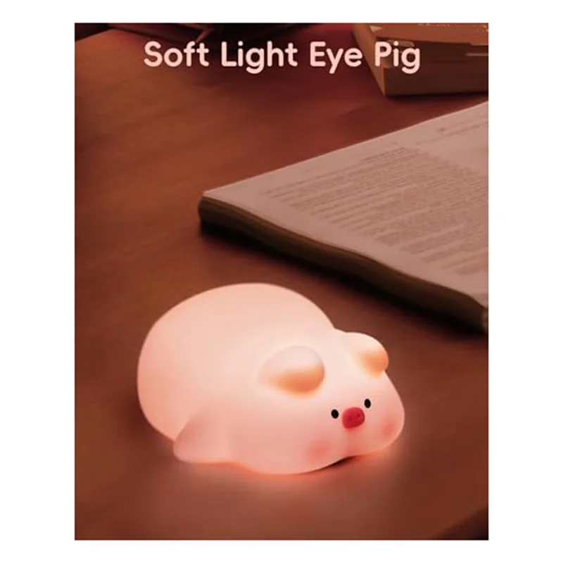 GOOD-Piggy Night Light,Piggy น่ารักโคมไฟ 3 ระดับหรี่แสงได้ Night Light 30 นาที Nightlight สีชมพูสําหรับห้อง