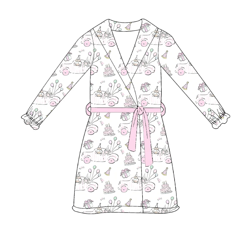 Boutique children's sets girls bathrobe Balloon bow fruit print custom wholesale