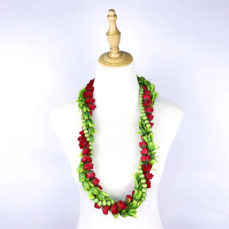 2023 vendita calda Mokihana con Pakalana e Rose Lei 24/36/40/50 pollici artificiale hawaiano Leis Island Festival accessori per feste