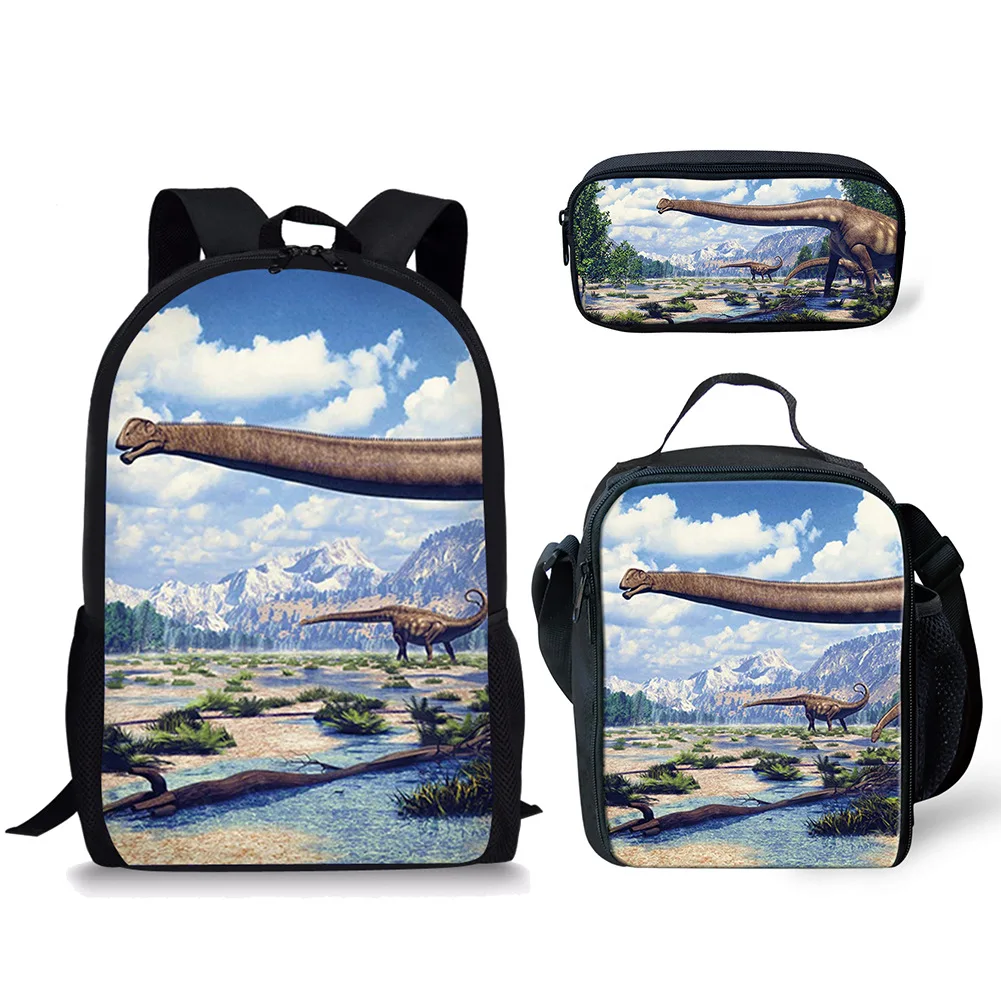 

Популярный рюкзак в стиле Харадзюку с забавным динозавром, 3 предмета в комплекте: рюкзак с 3D-принтом для школьников, дорожная сумка для ноутбука, сумка для обедов, пенал Y