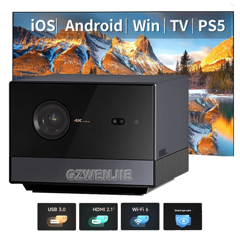 F6+ Mobile Video Projector Support 4K/3D Home Theater Media Player Wired Wireless Same Screen Android IOS Smartphone