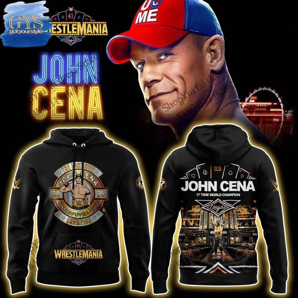 Wrestling John Cena 3D printed hooded sweatshirt, suitable for men and women's farewell journey SummerSlam outdoor sportswear