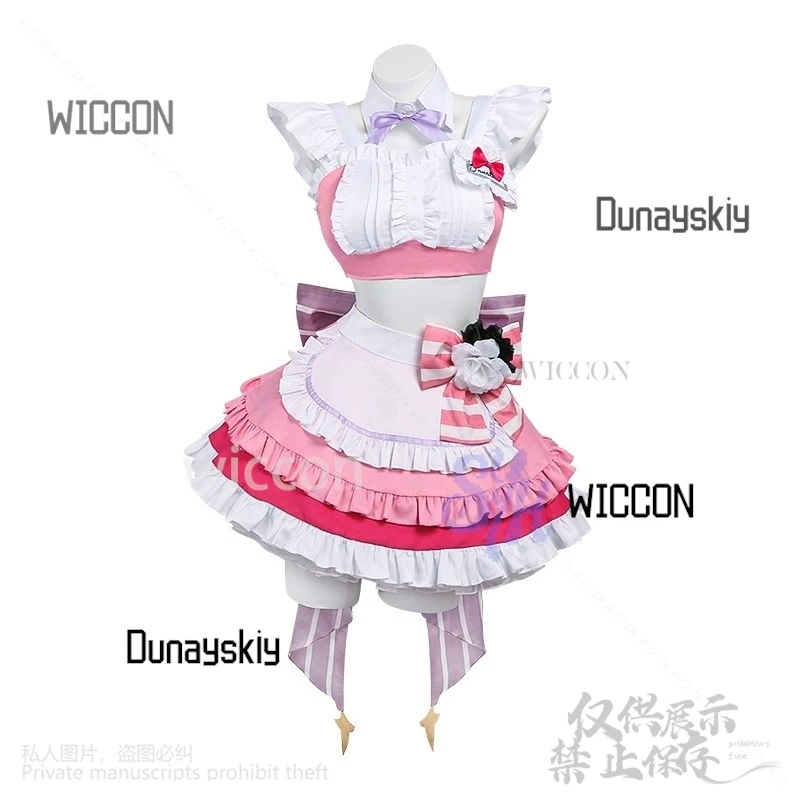 أنيمي لعبة NIKKE: آلهة النصر تأثيري دوروثي دورو القهوة خادمة زي Kawaii الوردي الكشكشة القوس كعكة فستان الهالوين