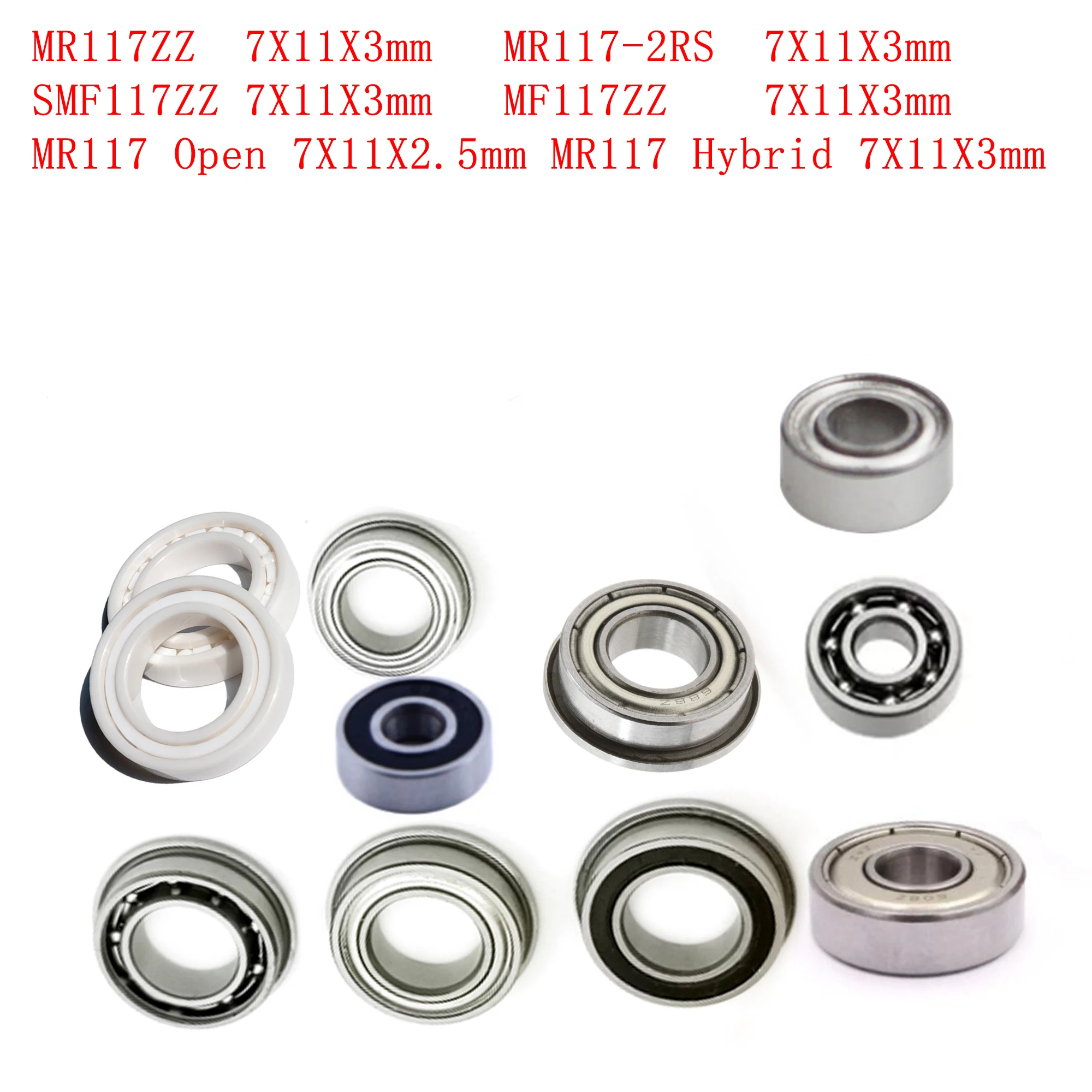 1PCS ID 7MM Fishing Reel Rubber Seals Ball Bearing MR117 ZZ MF117ZZ 7*11*3 7*11*2.5MM