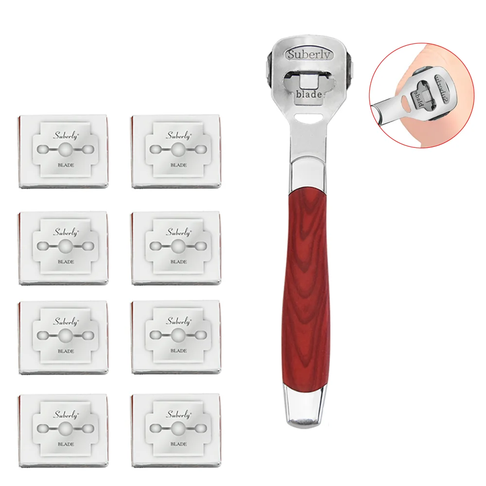 Handheld Pedicure Tool Ergonomic Foot Scraper Replaceable Blades for Heel Dead Skin Removal Home Salon Foot Care Supplies