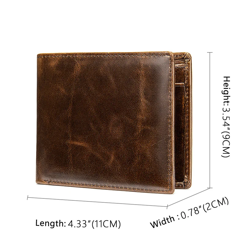 Men's Wallet 100% Genuine Leather Purse Holder Business Anti-Theft Credit Card Rfid Short Male Slim Coin Money Bag