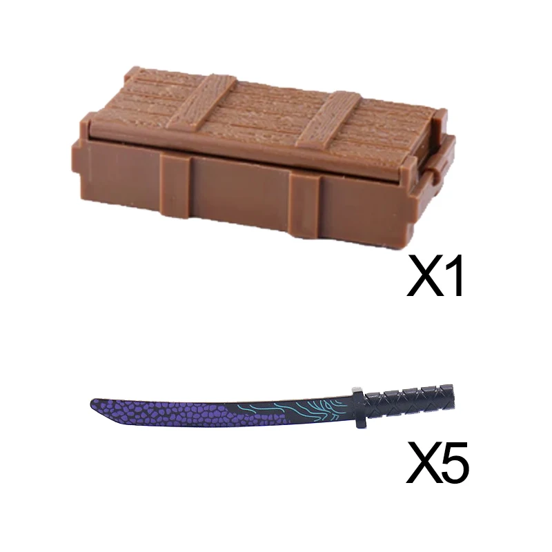 Military MOC Building Block Figure Accessory Weapon Box Kit Bullet Samurai Blade RPG Bazooka Camouflage Mortar Boy Toy Gift K047