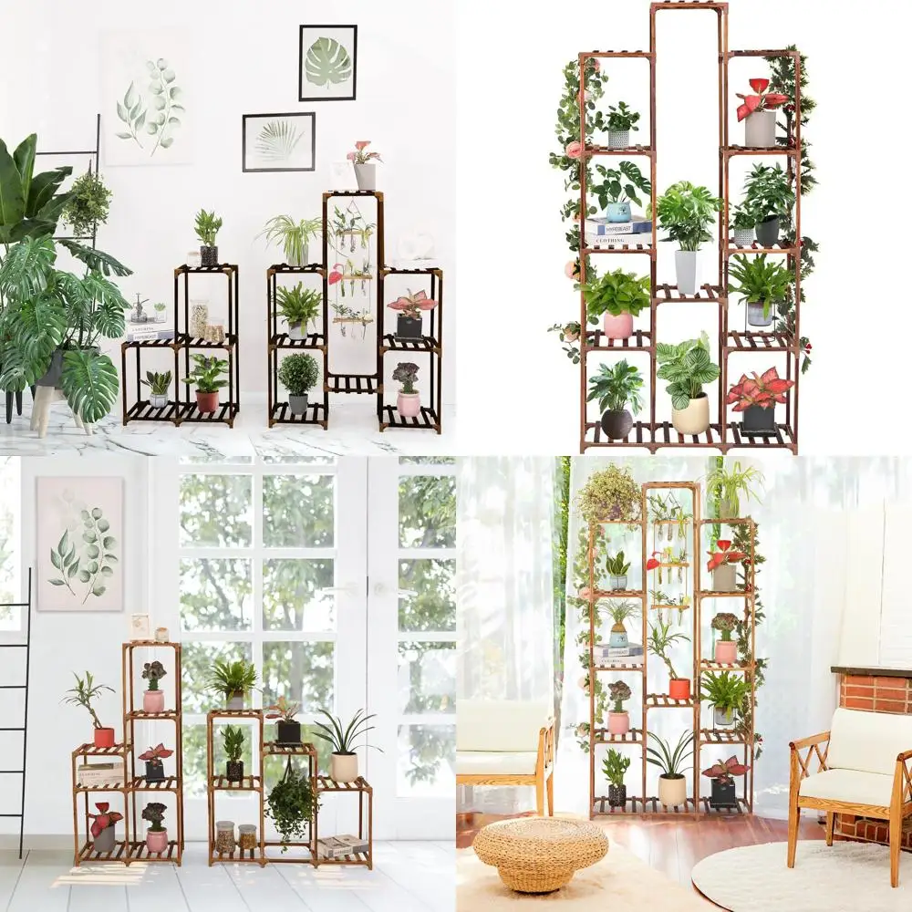 

Многоярусная деревянная подставка для растений для использования в помещении и на улице, идеально подходит для балкона, патио и гостиной