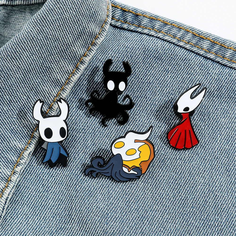 Classic Hollow Knight Enamel Lapel Pin Series Hat Backpack Clothing Decoration Cartoon Metal Emblem Brooch Fun Gift for Children