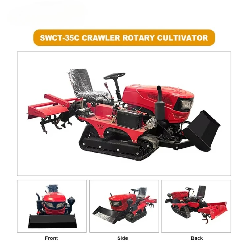 Aangepaste Mini Crawler Tractor 5-in-1 Rijstbewerkingsapparatuur Landbouwmachines