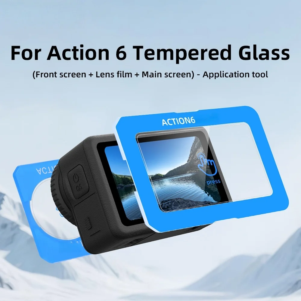 

For DJI OSMO ACTION 6 Screen Tempered Glass Protector Application Tool HD Lens Protector Film Accessory