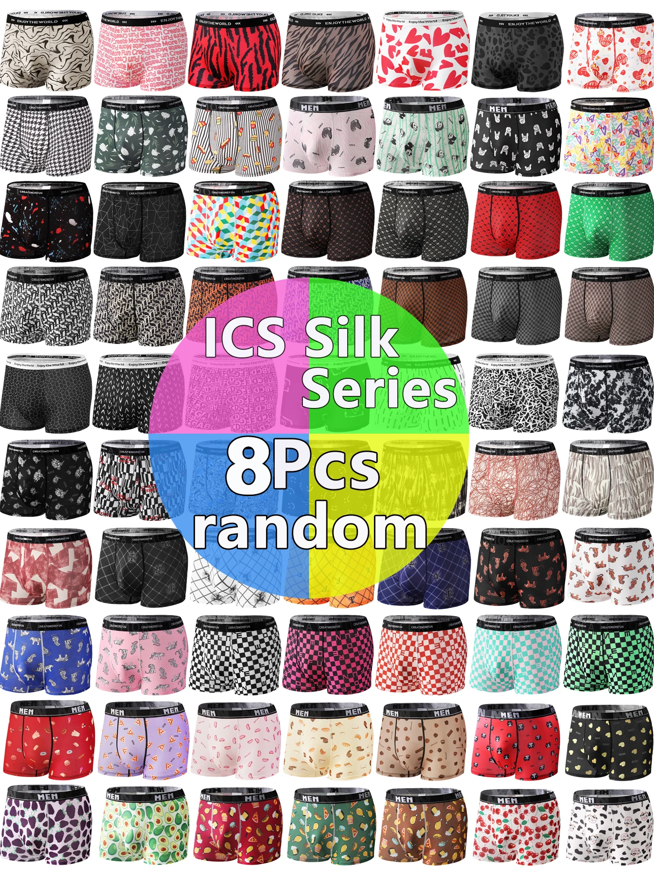 

8 шт., случайное мужское нижнее белье, дышащие трусы-боксеры из ледяного шелка, сексуальные удобные шорты для мальчиков, распродажа, мужские боксеры, шорты