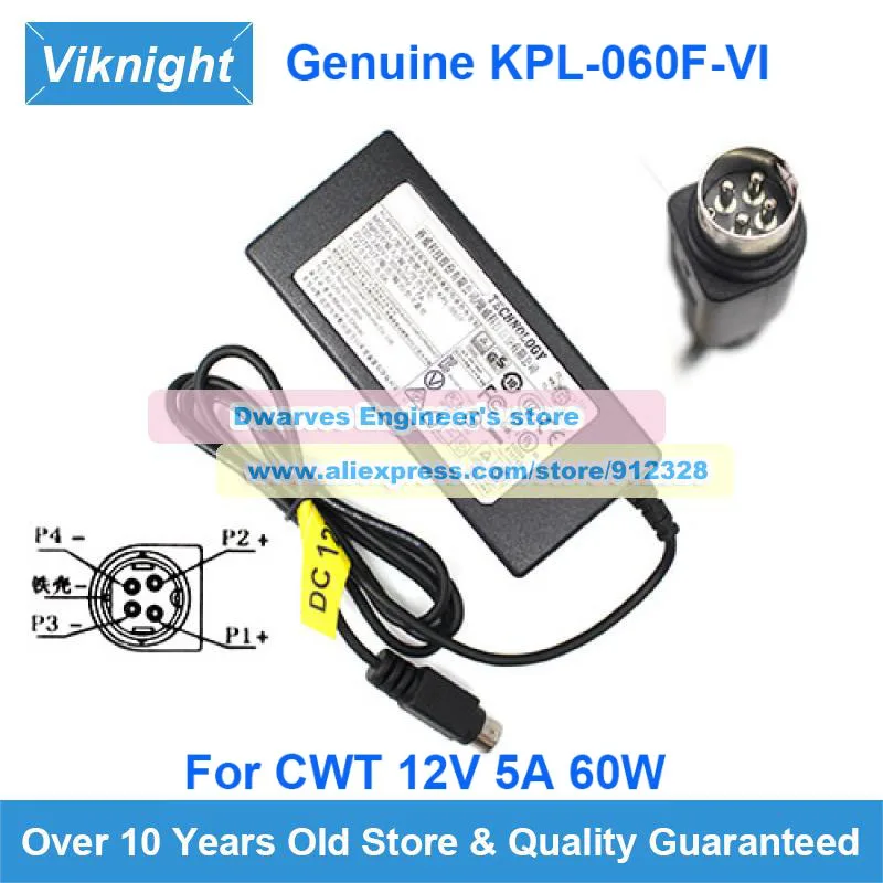 Genuine KPL-060F-VI 12V 5A 60W CWT AC Adapter For CWT Hikviison DS7208HUHI-K2 DS-6716HUHI-K WH-D5216 7816HW 7808HW Charger