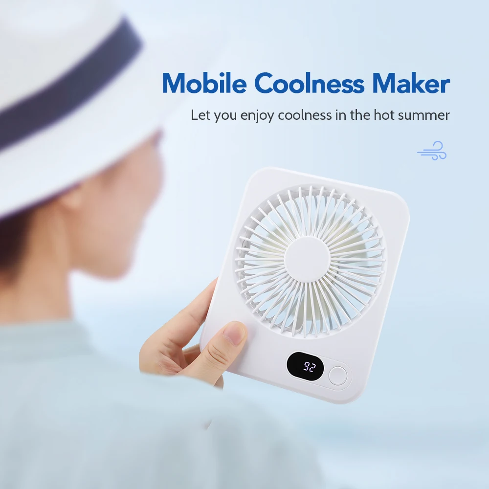 Ultra-Thin Desktop Fan Handheld Portable Fan Hanging Wall Fan Five-speed Strong Wind Power Display Skin Care