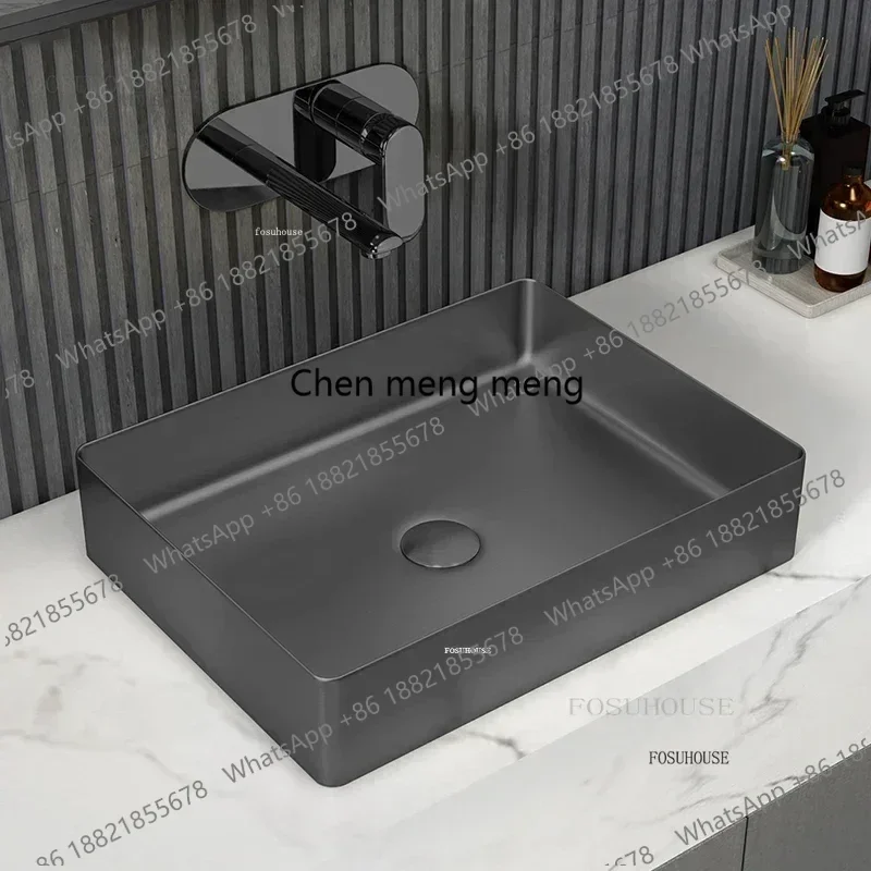 

Stainless Steel Black bathroom Sinks Square Above Counter Basin Creative Bathroom fixtures Modern Household Toilet Washing Sink