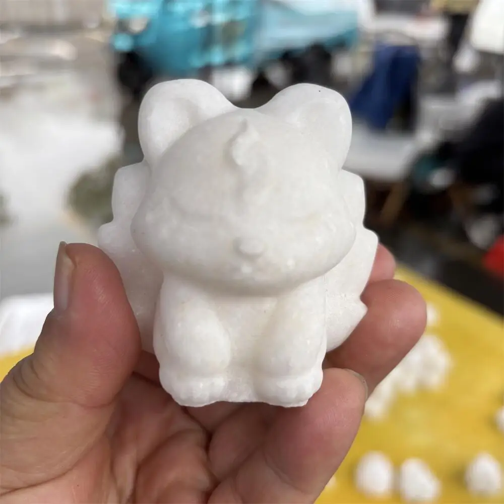 

Натуральная белая мраморная нефритовая фигурка девятихвостой лисы для Рейки, феншуй, декоративный нефритовый сувенир в виде животного, подарок для праздничных поделок