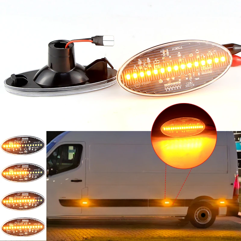 

2×for Opel Vauxhall Movano Mk2 for Nissan NV400 for Renault Master Mk3 LED Side Marker Light Flowing Turn Signal Indicator Lamp