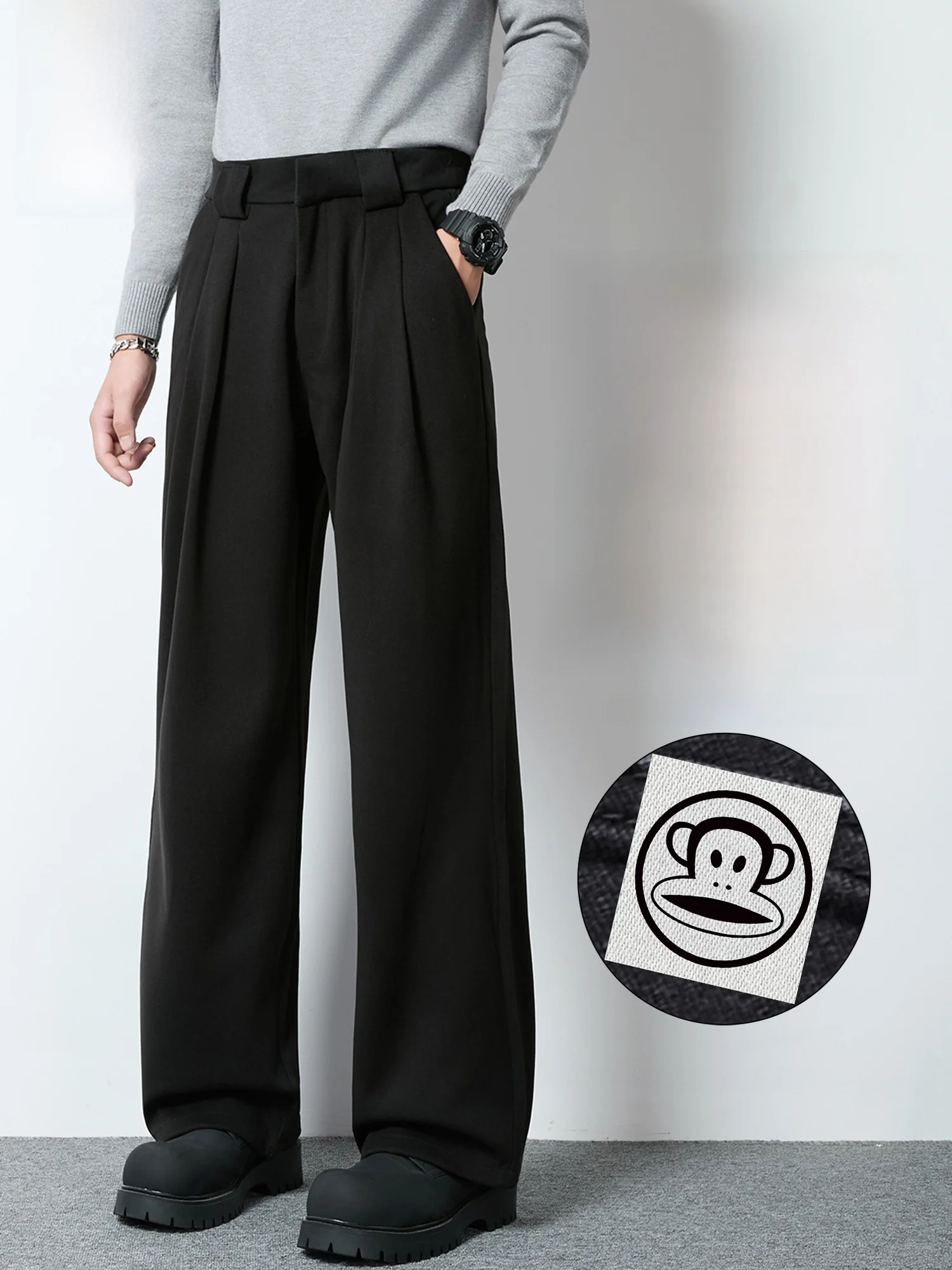 

Мужские повседневные брюки PaulFrank: Новинка весны, свободные, струящиеся, прямые шерстяные брюки из полиэстера, комфортные и теплые