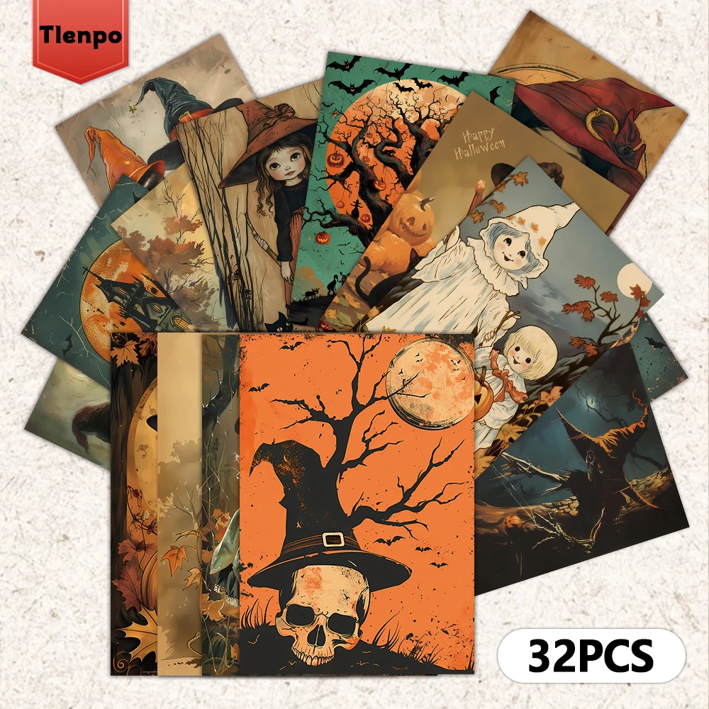 32 Stück Halloween-Postkarten 3,94x5,7 Zoll Weihnachtskarten, Nachrichtenkarten, Vintage-Postkarten, Halloween-Karten – Detail 4