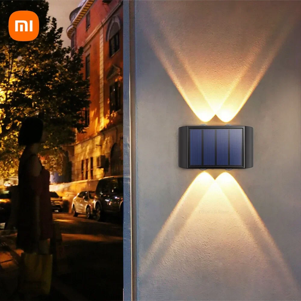 Xiaomi-lámpara Solar de pared para exteriores, luz cálida impermeable, iluminación luminosa hacia arriba y hacia abajo, balcón, patio, Luces de decoración de jardín, 4LED