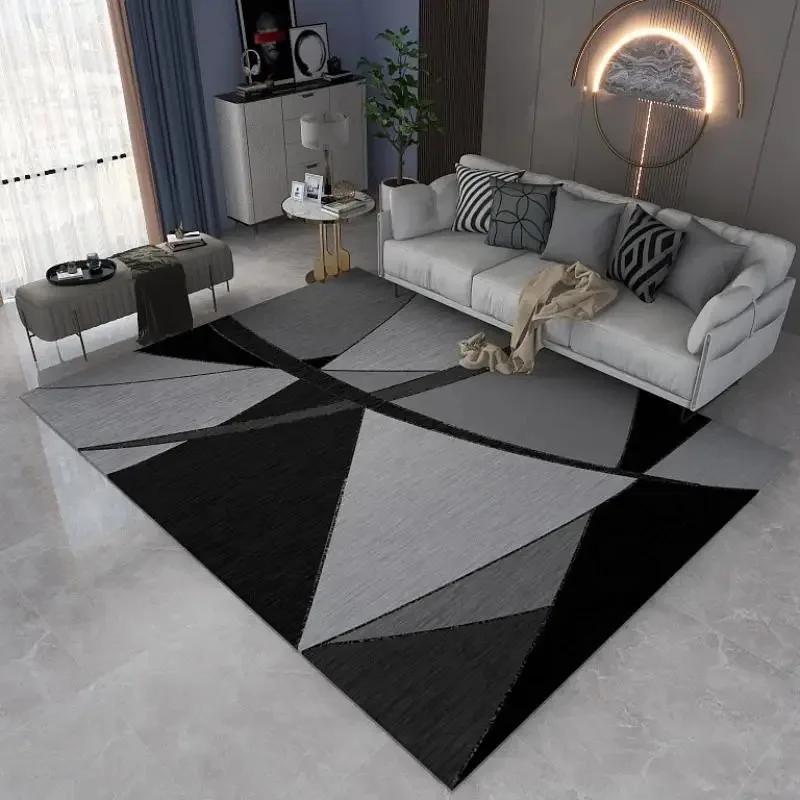 VIKAMA Abstract Geometric Patchwork Rug Black,Grey,Brown Modern Minimalist Style Distinctive Decor for Living Rooms and Bedrooms