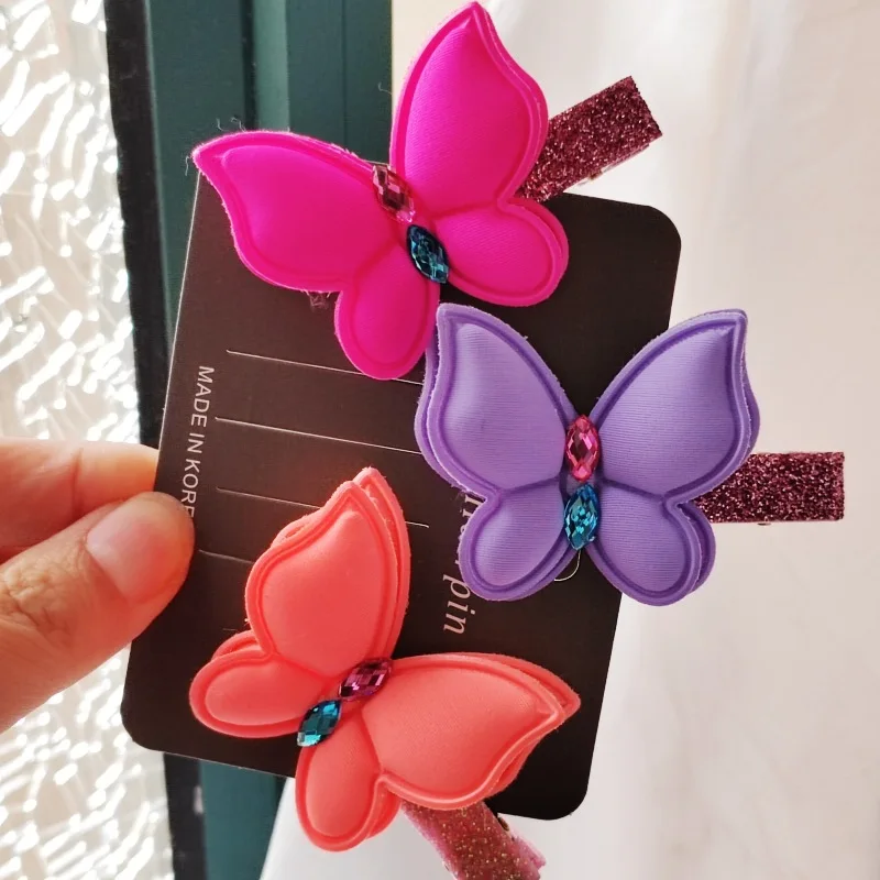 

15pcs Dopamine Color Butterfly Hairpins Glitter Gemstone Animal Barrettes Fashion Headwear Boutique Hair Accessories For Girls