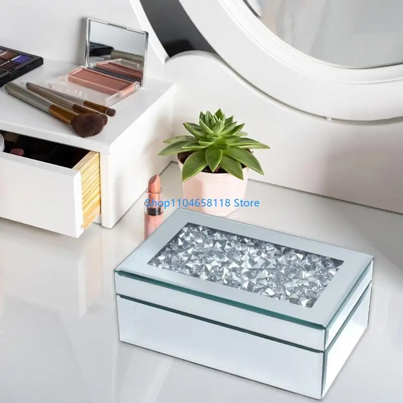 Glass Necklace Storage Box Elegant Jewelry Case Necklace Organizers Glass Texture Suitable for Necklace Earrings Jewelry