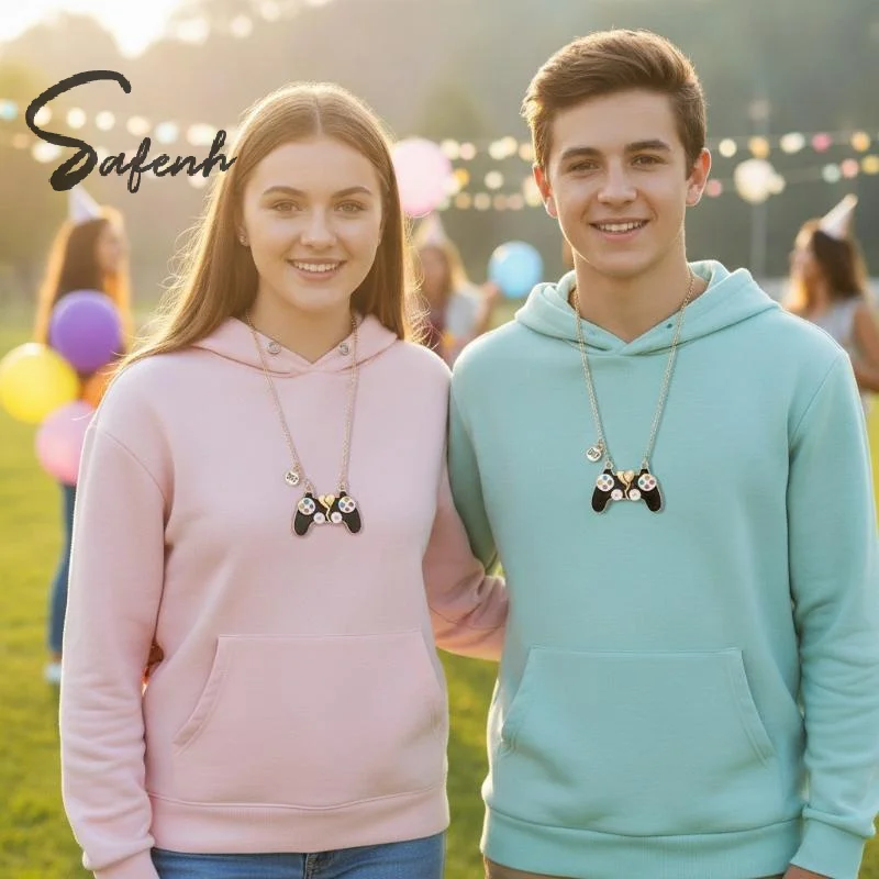 2Pcs Game Console Handle Magnet Best Friends Pendant Necklace Chain Cute BFF Friendship Jewelry Charm