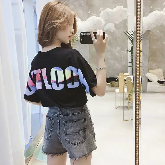 

Женские футболки с коротким рукавом, легкие хлопковые футболки свободного покроя, базовые, удобные, свободные, повседневные, простые, на каждый день, на лето, эстетика