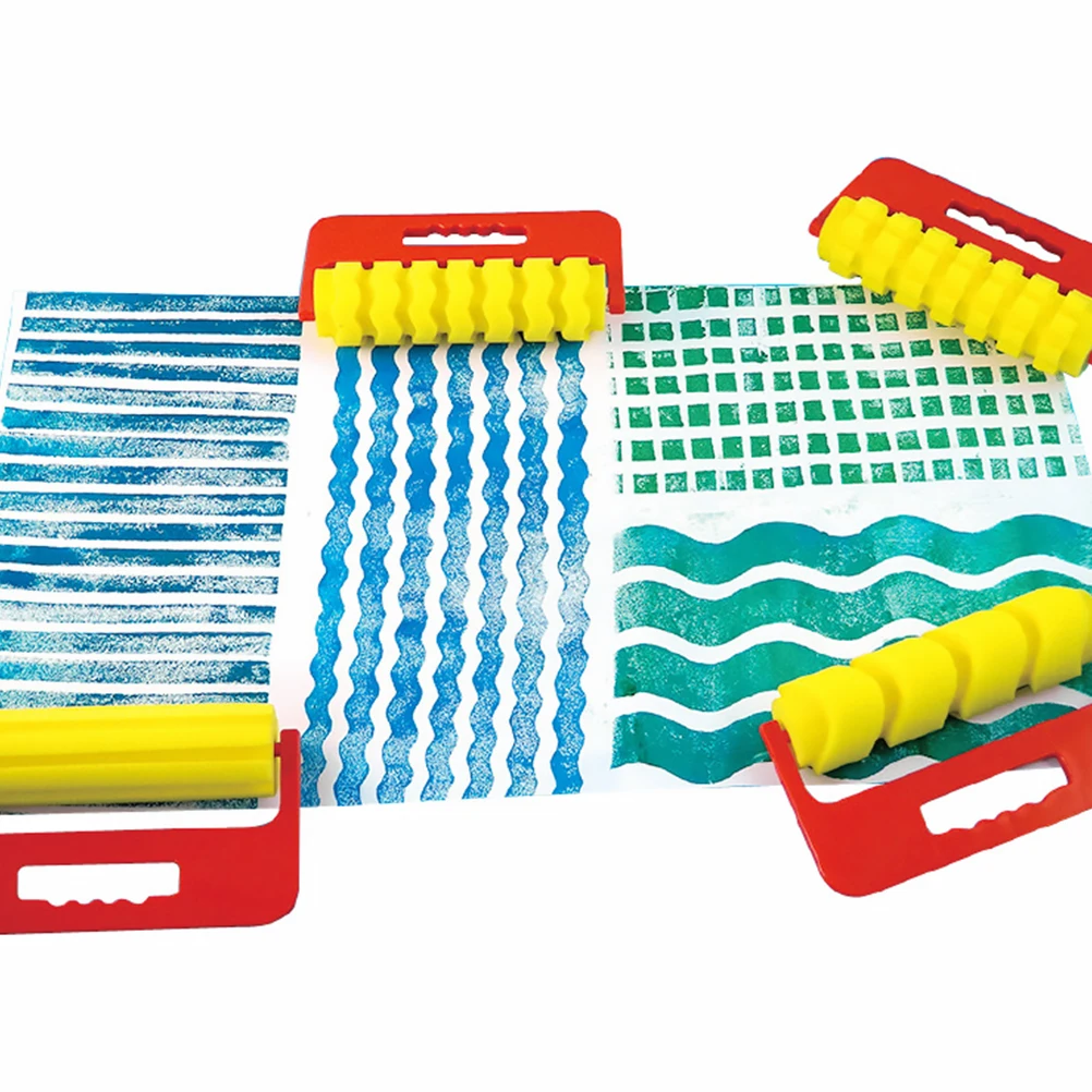 

4Pcs Kid Graffiti Sponge Rollers Easy Clean DIY Drawing Art Tools for Classroom Home Creativity Kid Painting Roller