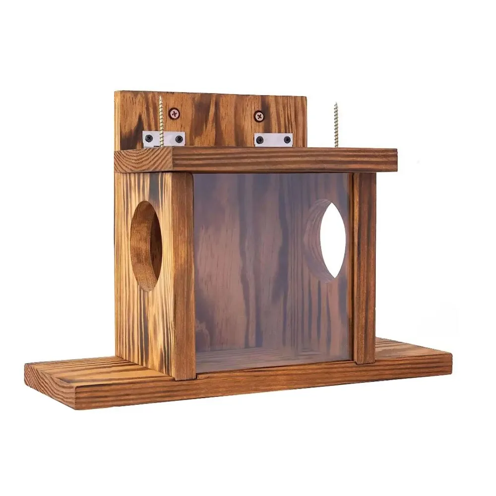 Pet Supplies Wooden Squirrel Feeder Hanging Durable Bird Feeder Multi-purpose Hamster Feeding Box Outdoor