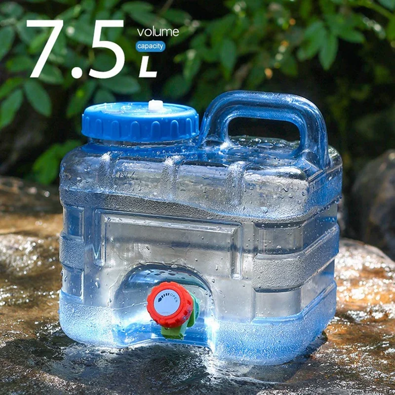 Water Canister With Tap, Water Tank With Handle,Portable Bucket Water Container With Lid For Outdoor Travel Camping