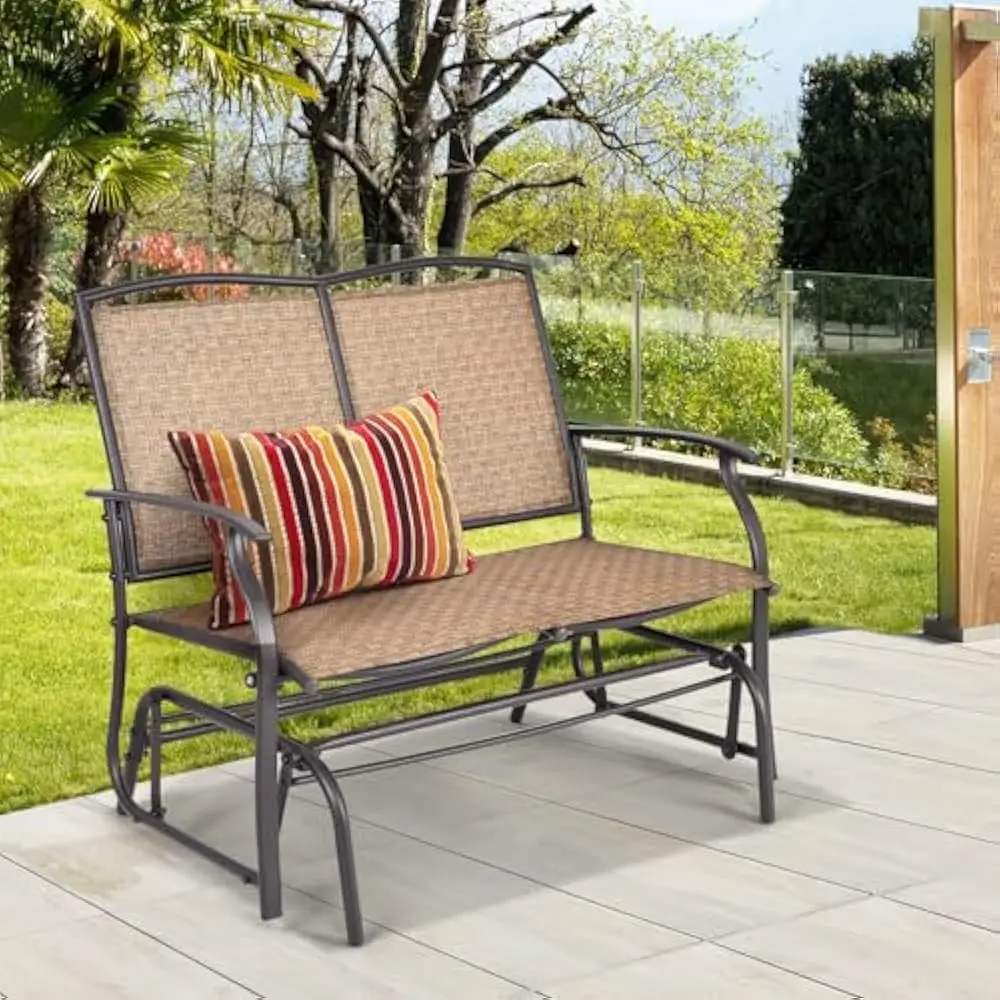

Outdoor Patio Glider Bench, Rocker Gliders Loveseat Chair W/Heavy-Duty Steel Frame, Breathable Seat Fabric, Glider Bench