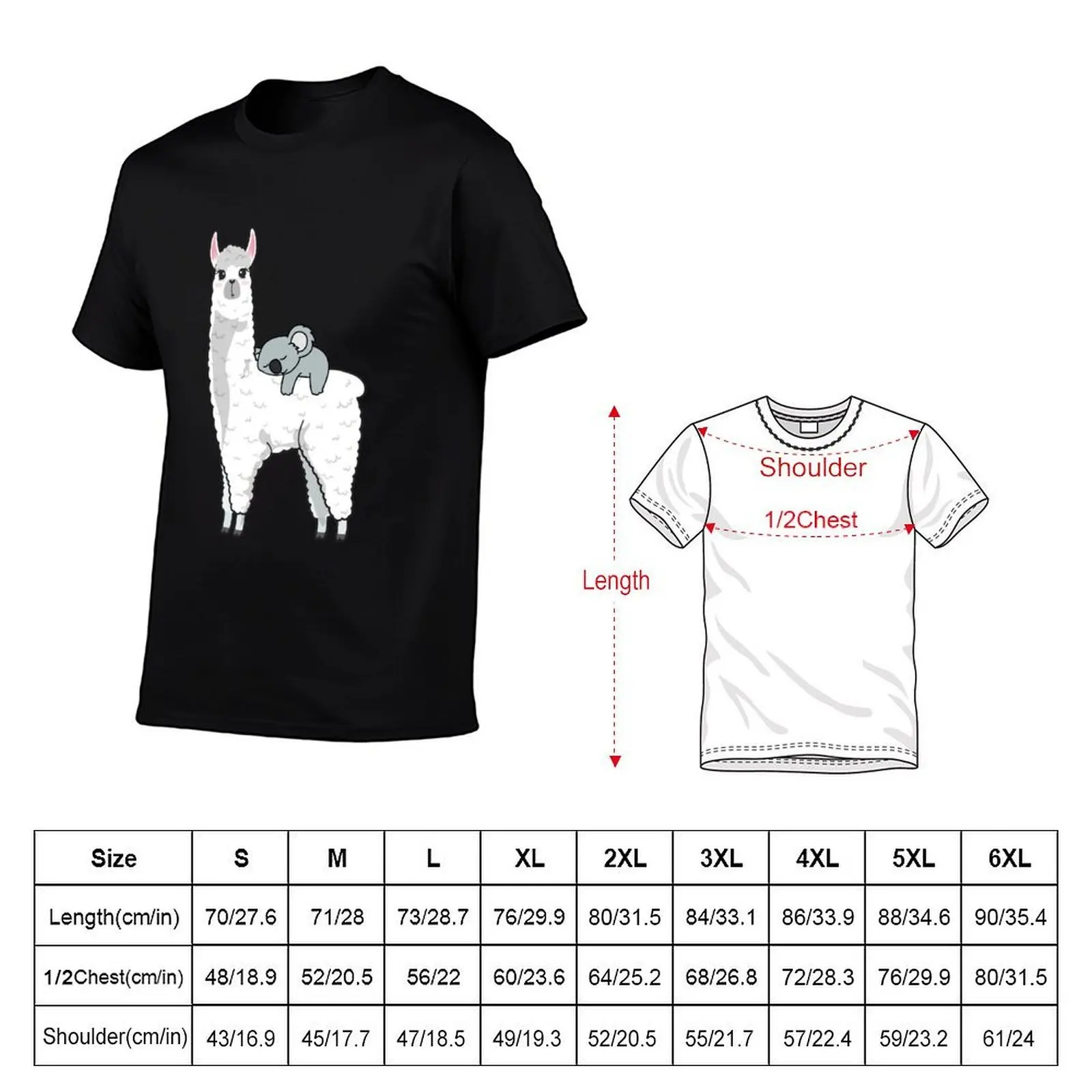 CUTE KOALA RIDING & NAPPING ON LLAMA ALPACA FUNNY T-Shirt topping summer top mens designer clothes